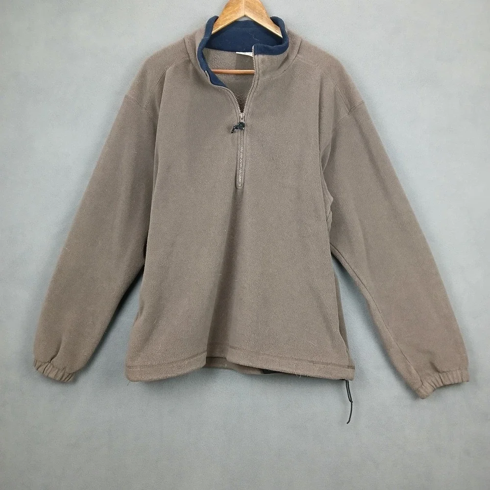 Joe's Outdoor Fleece Sweatshirt Mens Large‎ Brown Cozy Mock Neck Quarter Zip